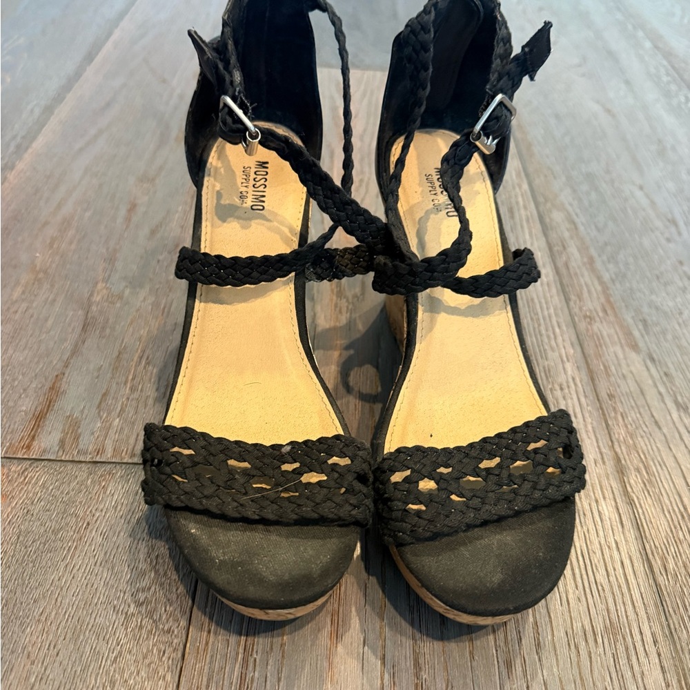 Mossimo Supply Co. Black Braided Cork Wedge Sandals - Picture 4 of 4